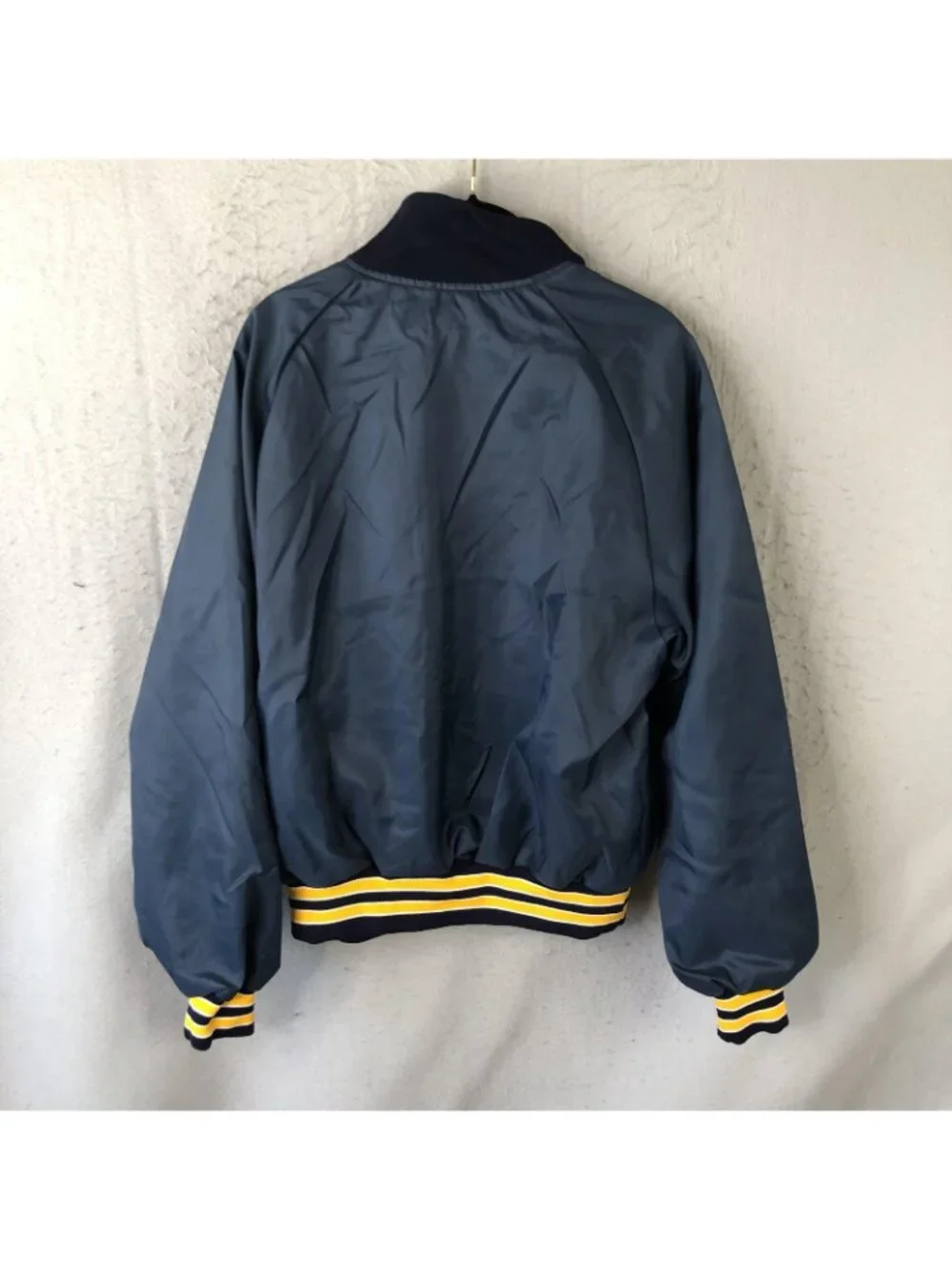 Vintage Michigan Bell Campboree Jacket Mens Large Blue Nylon 1/4 Zip Windbreaker